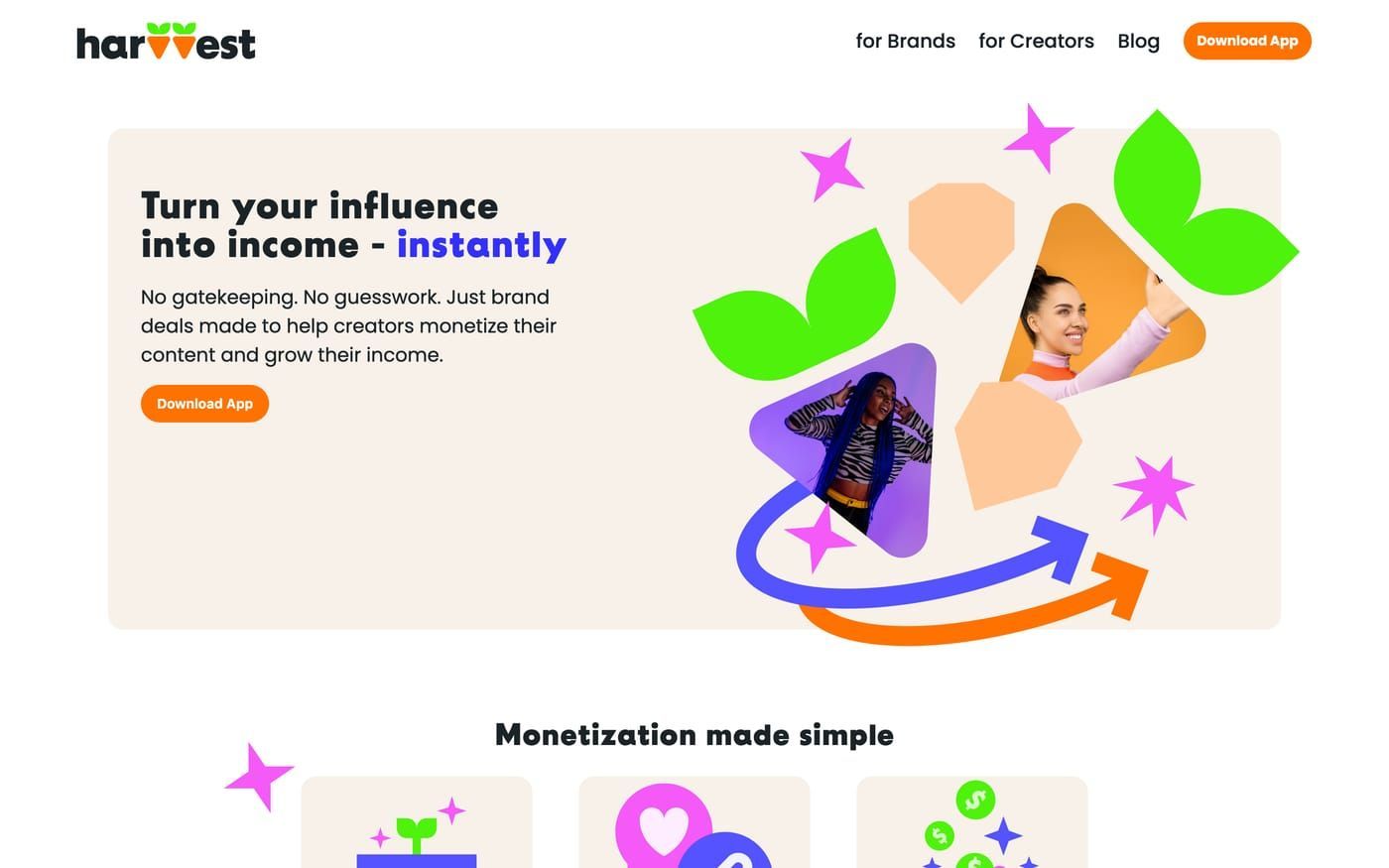 The Harvvest marketplace home page.